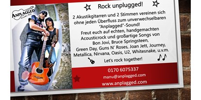 Hochzeitsmusik - Kosten für Abendhochzeit (ca. 5 Stunden): bis 900 Euro - Deutschland - ANPLAGGED  - Acoustic Rock