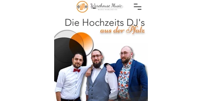 Hochzeitsmusik - Musikrichtungen: Hits von Heute - Bad Schönborn - Die Warehouse Music WeddingBuddies. Die Hochzeits DJ's aus der Pfalz

www.warehouse-music.com - Warehouse Music WeddingBuddies