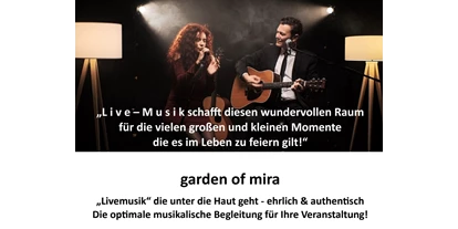 Hochzeitsmusik - Kosten für kirchliche Trauung: bis 800 Euro - Oed (Oed-Oehling) - garden of mira - gom music
