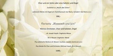 Hochzeitsmusik - Region Mondsee - Unser Menü :-) - Vokalensemble der Kantorei St. Michael Mondsee