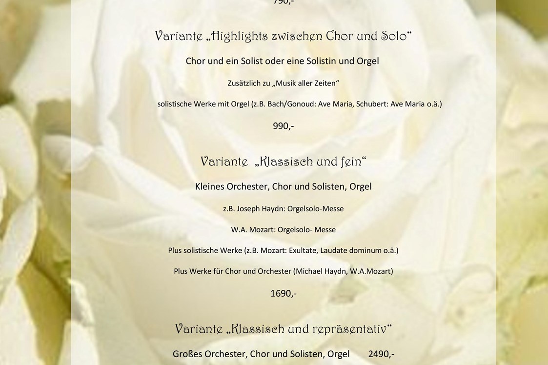 Hochzeitsband: Unser Menü :-) - Vokalensemble der Kantorei St. Michael Mondsee