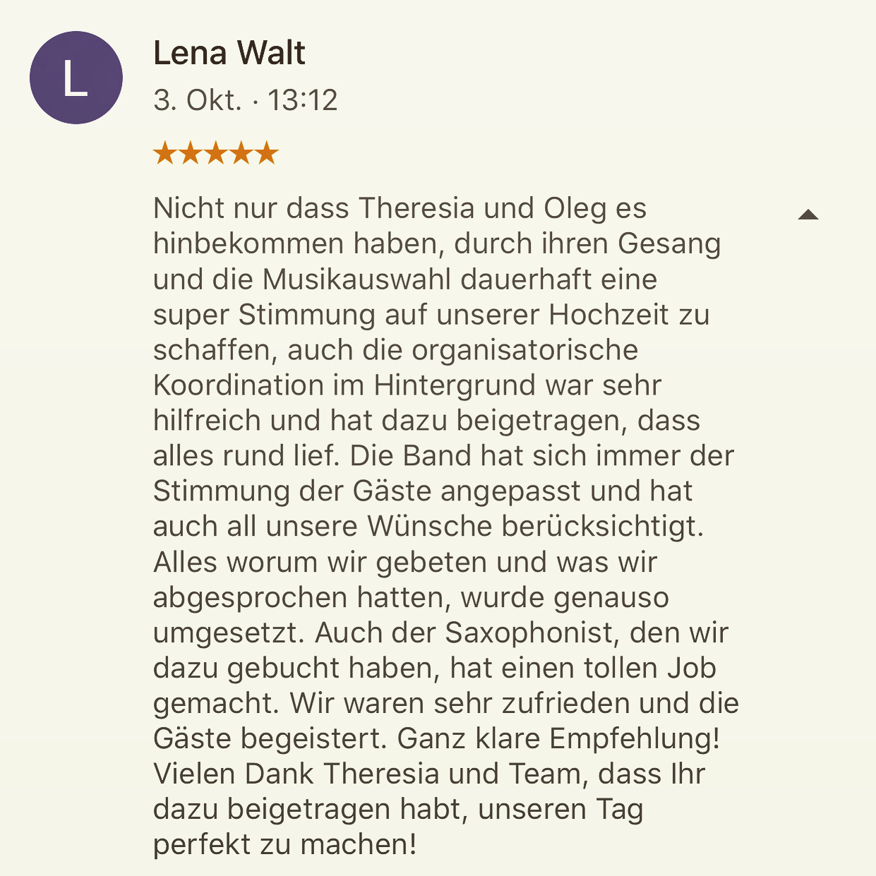 Hochzeitsband: Bewertung - OLEG EI & COVA Eventband