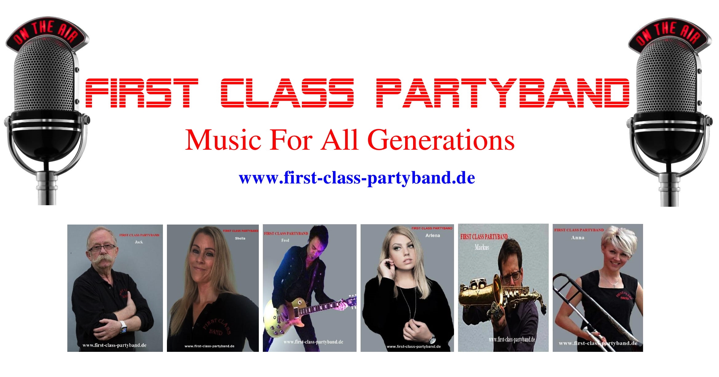 Hochzeitsmusik - Musikrichtungen: Jazz - Deutschland - FIRST CLASS PARTYBAND 
Music For All Generations 
LIVE is LIVE   - FIRST CLASS PARTYBAND Music For All Generations - Coverband, Hochzeitsband, Partyband 